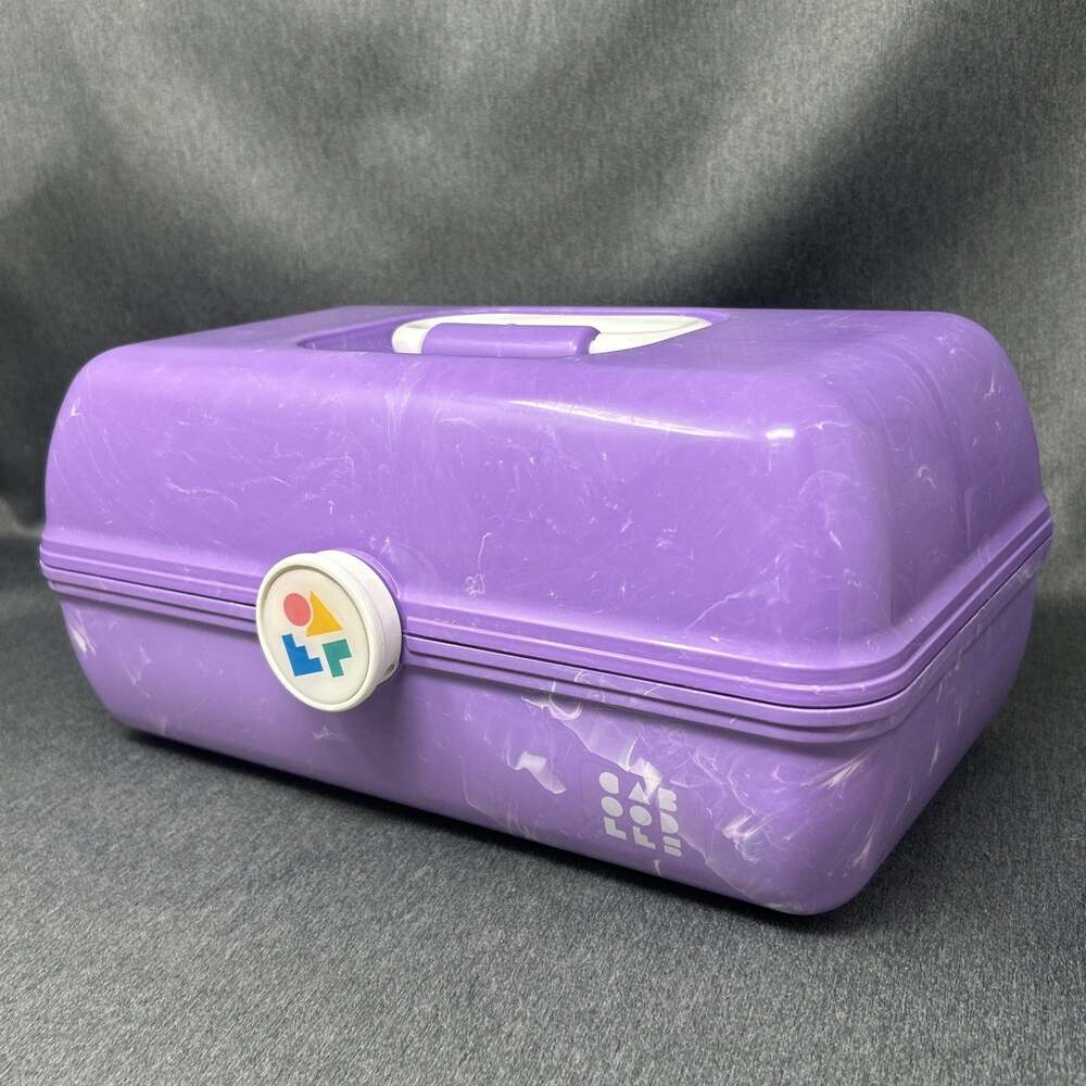 Caboodles Makeup Case w/ Mirror Purple Marble Cosmetic Organizer USA Model 5626